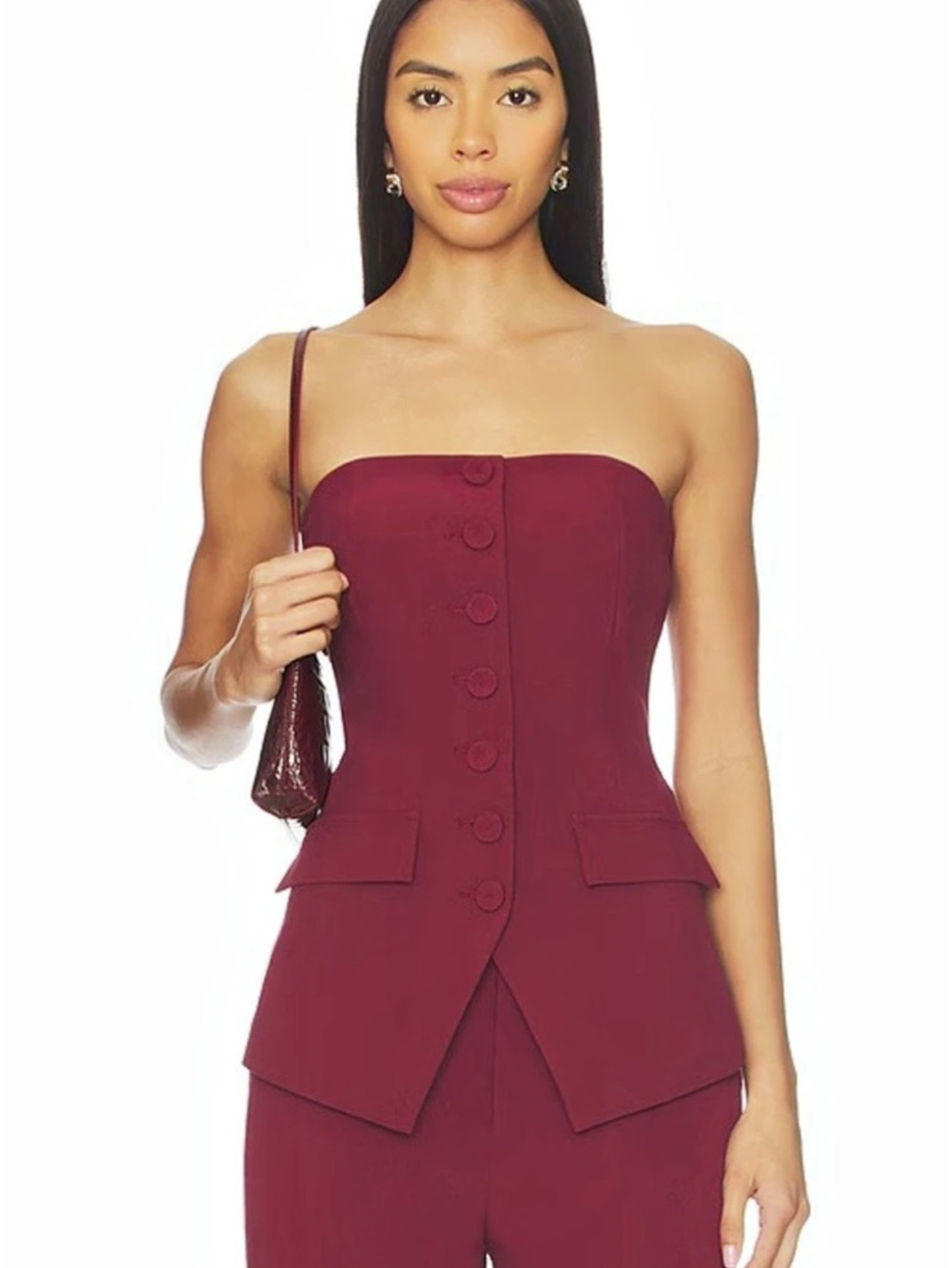 NWT Favorite Daughter The Dream Phoebe Bustier Top in Vino Size 12